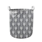 Binienty Collapsible Round Storage Bin/Large Laundry Hamper/Dirty Clothes Storage Basket, Woodland Arrow Collection Print