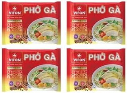 VIFON Phở Gà Vietnamese Style Instant Rice Noodles Chicken Flavor, 24-Pack (60 g each) | Halal Certified | Authentic Vietnamese Phở | Ready in 3 Minutes