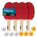 JOOLA Ping Pong Paddle Set with Ping Pong Balls & Carrying Case - Set of 4 or Set of 2 Table Tennis Paddles - Advanced Ping Pong Rackets & Portable Table Tennis Accessories for 2-4 Players