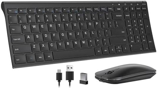 seenda Rechargeable Wireless Keyboard and Mouse - Ultra-Thin Metal Keyboard with Low-Profile Keys, 2.4G Wireless Keyboard for Windows PC Laptop Computer - Black