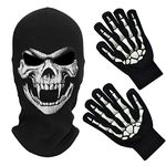 MELOP Full Face Skeleton Skull Halloween Balaclava Mask With Skeleton Gloves