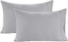 Lane Linen 100% Organic Cotton Pillow Cases Queen Size Set of 2 (20"x26") - Cotton Pillowcases Queen Size - Soft Light Grey Pillow Cases Set of 2 - Queen Pillowcase Pack of 2 - Silver