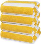 Utopia Towels 4 Pack Cabana Stripe Beach Towels (30x60 inches) - 100% Ring Spun Cotton Large Pool Towels, Soft and Quick Dry Swim Towels (Yellow)