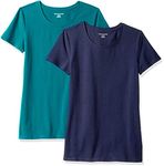 Amazon Essentials Women's 2-Pack Classic-Fit Short-Sleeve Crewneck T-Shirt, Dark Green/Navy, X-Large