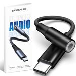 Basesailor Type-C to 3.5mm Audio Jack Connector/Adapter with DAC for iPhone 15, Samsung S Series, OnePlus, Google Pixel, Nothing & Any Type C Phones - Headphones Converter Compatible, 5-Year Warranty*