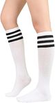 Women Athletic Socks Knee High Socks Sports Socks Compression Socks Tube Socks for Teen Girl 1 Pack White Black One Size
