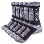 YUEDGE Women's Wicking Breathable Cushion Anti Blister Casual Crew Socks Walking Athletic Sports Socks for Women 4-7, 5 Pairs Black