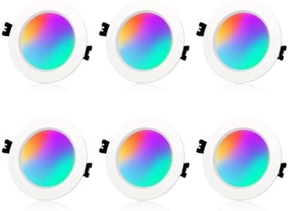 Arotelicht 10W Smart Recessed Downlight, Dimmable RGBW CCT 2700K-6500K, Bluetooth APP Control, 90-100mm Cutout, 10W 700LM Eye Protection LED Ceiling Lights for Bedroom (RGB+CCT)