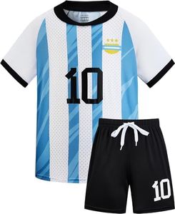 WISHOME Boys' Soccer Jersey Youth Football Uniform Sports Shirt Kit for Kids Age 4-14,Soccer Birthday Gift (Blue, 12-13 Years)