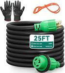 YITAHOME 25 Feet 30 Amp Generator Extension Cord, Heavy Duty NEMA L14-30P/L14-30R, STW, 125V/250V, 7500W, Twist Lock Connector, Extension Cord with UL/ETL Listed, Black & Green