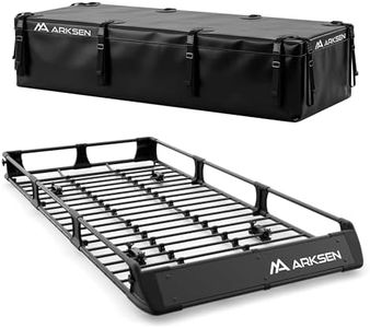 ARKSEN 82" x 39" x 6" Roof Rack Cargo Basket with Foldable Fairing, 250 lbs Heavy Duty Steel Rooftop Carrier with 500D PVC Waterproof Cargo Bag, Ideal for Kayaks, Canoes & Luggage