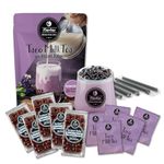 Flavfar Instant Boba Bubble Pearl Taro Milk Tea Kit with Authentic Brown Sugar Tapioca Boba, Ready in 25 Seconds | The Best Bubble Tea Kit with Boba Jelly Straws for Gifting, Home, and Outdoor Enjoyment - 5 Servings