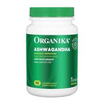 Organika Canadian-Made Ashwagandha with Black Pepper- Enhanced Absorption, Memory Support, Sleep Aid, Adaptogenic- 90vcaps