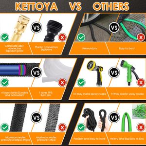 KETTOYA 150FT Expandable Garden Hose – 10-Pattern Nozzle, Leak-Proof, Kink-Free