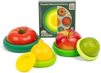 Food Huggers 5pc Reusable Silicone Food Savers | BPA Free & Dishwasher Safe | Fruit & Vegetable Produce Storage for Onion, Tomato, Lemon, Banana, Cans & More | Round, Fresh Greens