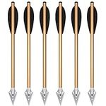 PEIBIAO 6.25" Aluminium Crossbow Pistol Bolts,Mini Crossbow Bolts Arrows with Steel Broadhead Tips for 50-80lbs Crossbow Archery Pistol Precision Target Practice and Small Hunting Game (6pk Gold)