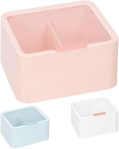 Swpeet 1 Pack Pink 2 Slot Plastic Cotton Swab Ball Holder, Cotton Pads Storage Canisters, Jar Plastic Container, Storage Container, Dispenser Box with Hinged Lid for Bathroom Home Storage Organizer