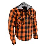 Milwaukee Leather MPM1642 Men's Plaid Hooded Flannel Biker Shirt with CE Approved Armor - Reinforced w/Aramid Fibers - 3X-Large Orange