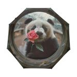 GAIREG Curious Panda Rose Travel Umbrella Windproof Auto Open Close Collapsible Folding Compact Umbrellas for Rain