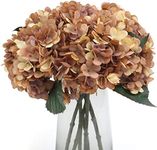 Kimura's Cabin 6Pcs Fake Flowers Vintage Artificial Silk Hydrangea Flowers Bouquets Faux Hydrangea Stems for Home Wedding Party Table Core Decoration (Autumn Yellow, Pack of 6)