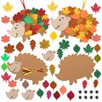 LAMEK 12 Pack Hedgehog Craft Set for Kids DIY Fall Decoration Creative Kit with 216pcs Assorted Accessories Maple Leaf Foam Stickers for Boys Girls Children Arts Crafts Autumn Party Supply