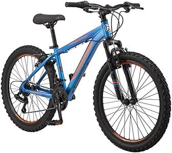 Mongoose Flatrock 21-Speed Hardtail Mountain Bike, 24-Inch Wheels, for Boys Girls Men and Women, Front Suspension, 14.5-Inch Lightweight Aluminum Frame, Blue