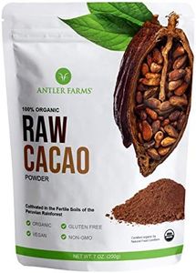 Antler Farms - 100% Pure Organic Raw Cacao Powder, 40 Servings, 200g - Vegan, Gluten Free, Cultivated Naturally in Amazon Rainforest, Certified USDA Organic