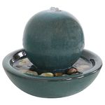 Sunnydaze 7-Inch Ceramic Indoor Tabletop Water Fountain with Orb Design - Electric Submersible Pump with Adjustable Flow