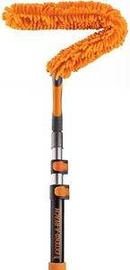 5-14 ft Flexible Fan Duster for High Ceiling Fan with Extension Pole (20+ Foot Reach) // Microfiber Ceiling Fan Blade Cleaner // Washable Fan Brush with Telescopic Pole // Best High Reach Dusting Kit