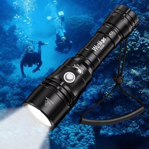 Wurkkos DL20R Diving Flashlight Rechargeable 3200Lumen Scuba Dive Light IPX8 Waterproof Underwater Flashlight with Cree XHP50.2, Professional Diving Torch Built-in USB-C Port Snorkeling Light