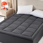 Bedsure Mattress Pad Full Size - Breathable Cotton Mattress Topper, Quilted Fitted Mattress Cover with Deep Pocket Fits 8-21 Inch Mattress, Soft Double Fluffy Pillow Top, Dark Grey