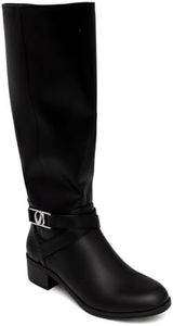 Nautica Women's Knee High Boots - Elegant and Warm Vegan Leather Riding Boots for Fall and Winter,Chic Thigh-High Fashion-Ginita 2-Black Size-9