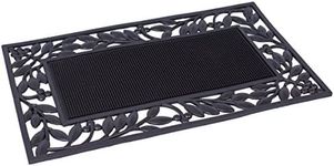 BIRDROCK HOME Rubber Doormat with Leaf Border - 17.72 x 29.92 - Rubber Bristles - Outdoor Doormat - Keeps Your Floors Clean - Decorative Design
