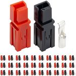 BlueStars 30 PCS Powerpole Connectors, Quick Disconnect Assortment Kit, Red & Black & Silver Housing, AWG 12-16, Heavy Duty Contact 600V 30A