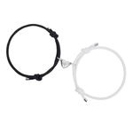 Lusofie 2pcs Couples Bracelets for Women Men, Heart Bracelets for Couples, Matching Bracelets for Best Friend Boyfriend and Girlfriend (black and white)