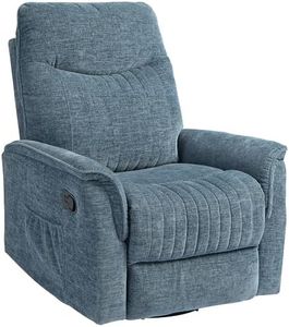 HOMCOM Fauteuil Relax Fauteuil inclinable Salon Fauteuil de Relaxation avec Repose-Pieds rétractable, Dossier réglable Manuel, Fonction à Bascule et pivotant, pour Chambre Bureau Home cinéma,Bleu