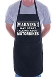 Print4U Warning May Talk About Motorbikes Fan Funny BBQ Novelty Cooking Apron Black