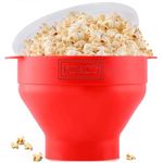 The Original Korcci Microwaveable Silicone Popcorn Popper, BPA Free Microwave Popcorn Popper, Collapsible Microwave Popcorn Maker Bowl, Dishwasher Safe (Red)