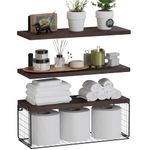 ZVZM Floating Shelves, Shelves for Wall, Bathroom Shelves Over Toilet, Kitchen Shelves with Wire Storage Basket, Wall Shelves Decor for Living Room/Office/Plants Shelves.