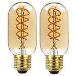 Aidencor Vintage LED E27 Screw Bulb, 4W Edison LED Bulbs Antique Style Retro Spiral Led Filament Bulb Energy Saving T45 Screw Bulbs, Decorative Light Bulbs Amber Glass Warm White 2200K, 2 Pack