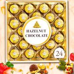 24 Pcs Premium Wrapped Chocolate Gift Packs | Celebration Gifts | Belgian luxury Gift | Chocolate Hamper Bouquet & Basket Box | Happy Birthday Gift | Imported chocolates | Handmade Celebration