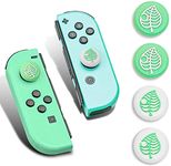 DLseego Thumb Grip Caps, 4 PCS Soft Silicone Joystick Caps Compatible for Switch & Switch Lite, Analog Thumb Stick Cover Caps for Joystick Controller - Animal Crossing (Green & White)