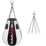 Maxx Pro Pear-Shaped Punch Bag, Black/White, with Wall Bracket or Hook & Chain (BLACK WHITE, BAG+CHAIN)