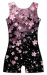 ACOCOPY Girls Black Gymnastics Leotards Flower Print Dance Outfit Quick Dry Strechy Biketards Unitards for Girls 6-7 Years