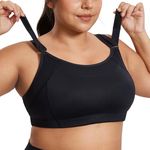 SYROKAN Front Adjustable Sports Bras for Women High Impact Wirefree Comfort No Bounce Support Workout Running Bra Black 34C