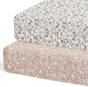 2-Pack Crib Sheet for Standard Crib & Toddler Mattress (Fleurette) - Premium Fitted Baby Crib Sheets Girl - Buttery Soft Cotton Blend - Crib Mattress Sheets Fitted - Baby Bed Sheets