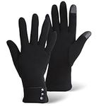 Brook + Bay Women's Cold Weather Gloves - Touchscreen Fleece Gloves for Texting, Black, OSFM