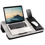 LAPGEAR Extra Large Adjustable Lap Desk with Gel Wrist Rest, Mouse Pad, Phone Holder, Device Ledge, and Booster Cushion - White Marble - Fits up to 17.3 Inch Laptops - Style No. 88101