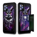 FGDRFGRW Designed for iPhone 15 Pro Max Card Holder Credit Card Wallets Case,Dual Layer Hybrid Shockproof Drop Protection with Kickstand Feature Case for Apple iPhone 15 Pro Max,Purple Owl