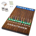 Grhonior Large 21 inch Finish LINE Horse Racing Board Game is Equipped with 11 Luxury Metalcraft Horses Adult Chessboard Including 2 Sets of Dice and 2 Boxes of Cards (Flaming Color)